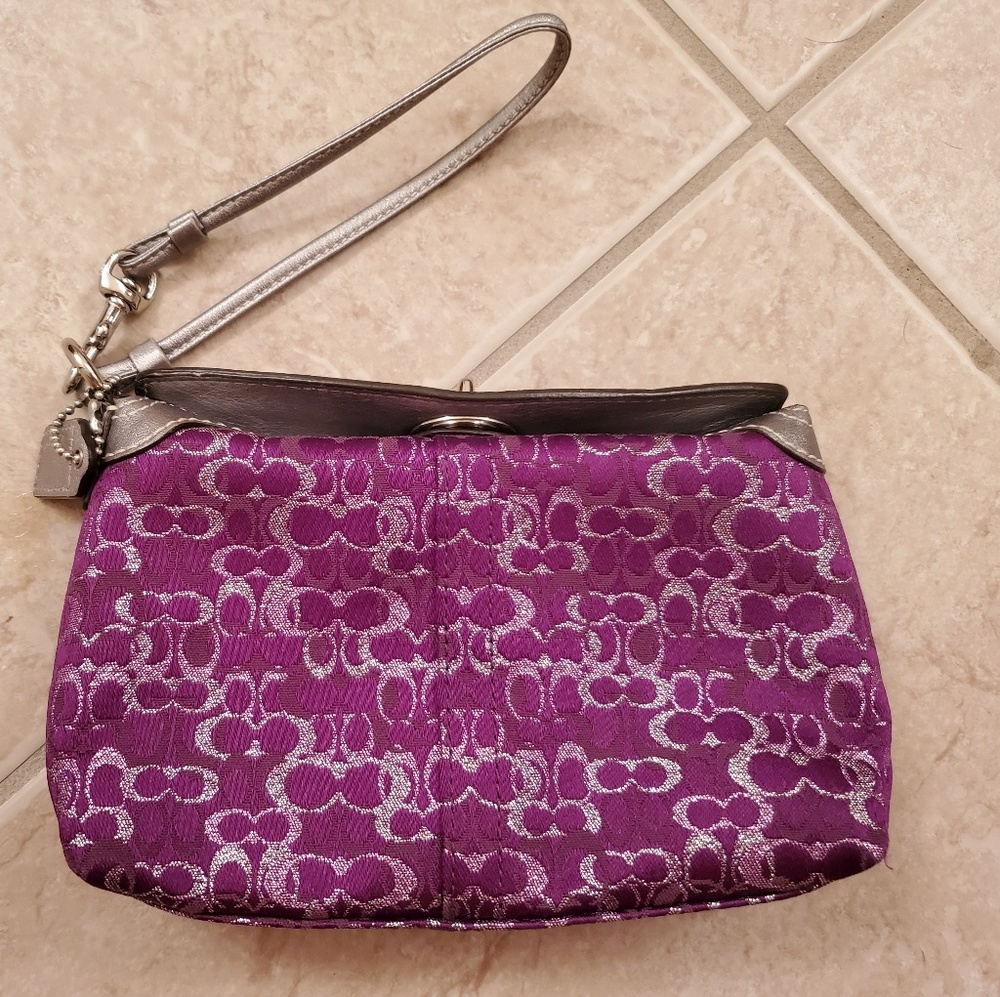 Purple and Silver Wristlet Clutch
